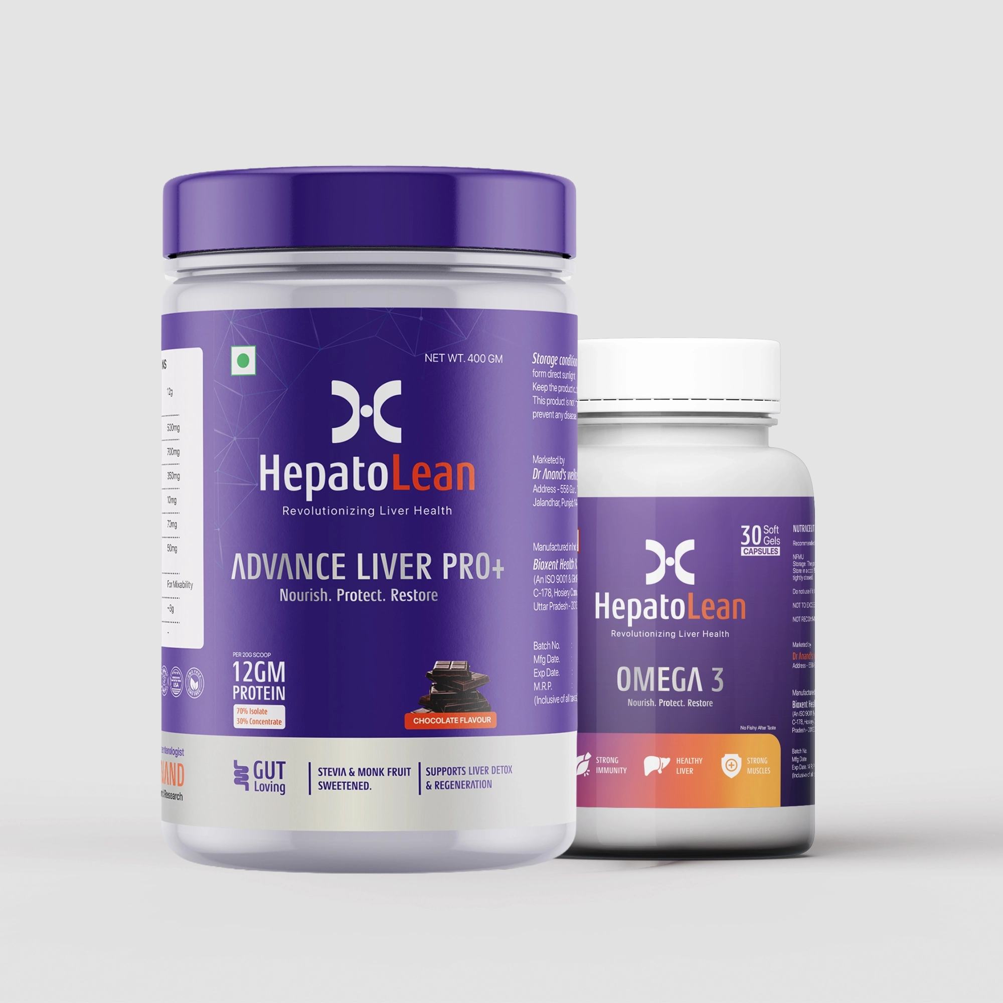 Total Liver Care Combo — Hepatolean liver care protein powder and Omega 3 capsules