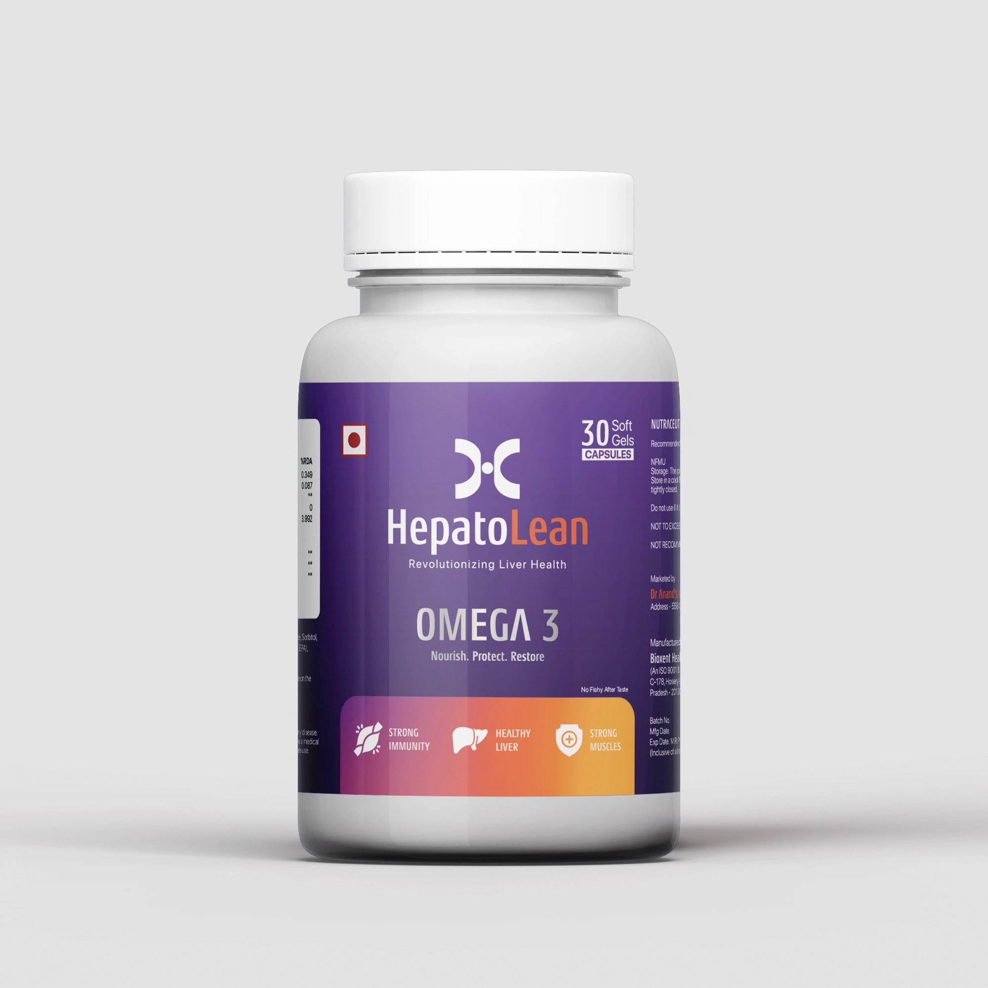 Hepatolean Omega 3 capsules, 1000mg fish oil with EPA and DHA, 30 softgels
