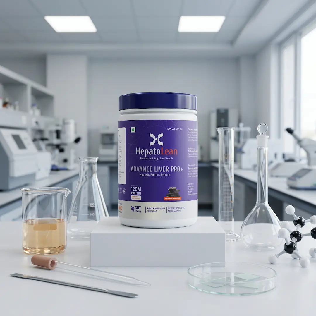 Hepatolean protein powder scoop with clinical ingredients