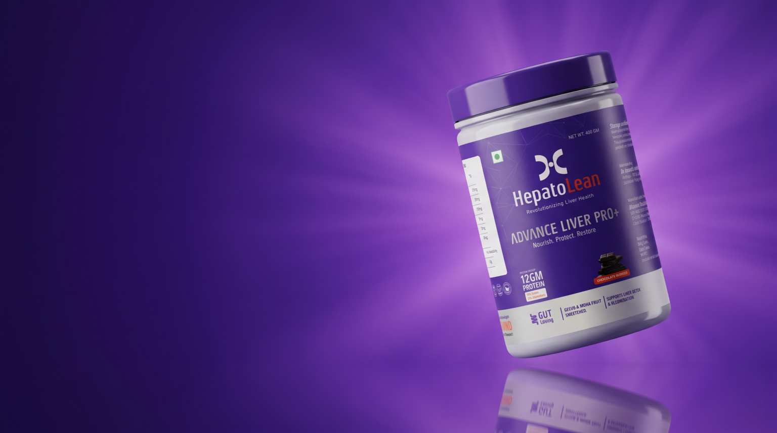 Hepatolean Advance Liver Pro+ scoop with its ingredients laid out
